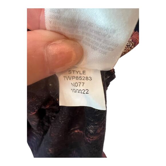 Lucky Brand Boho Print Scoop Neck Short Sleeve Top Size Medium - Picture 6 of 8